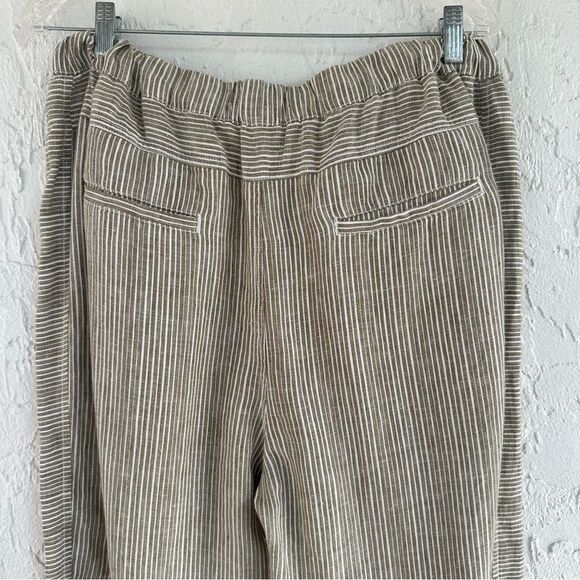 ANTHROPOLOGIE Linen Pants Women Medium Stripe Pullon Lagenlook Pocket Coastal - Picture 5 of 8